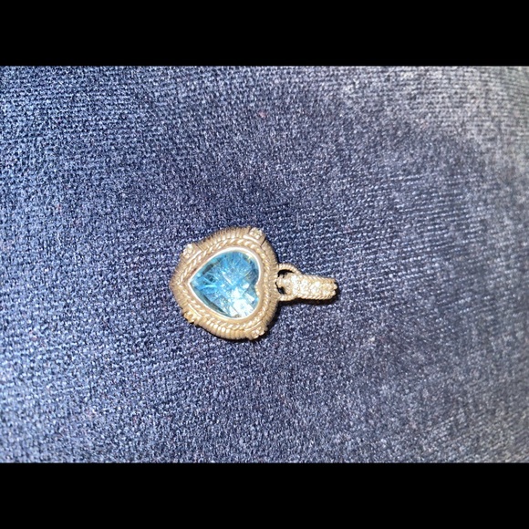 💙Judith Ripka vintage double sided blue topaz heart shaped pendant - Picture 3 of 11